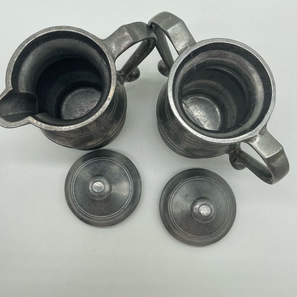 Pewter Goblet Chalis & Creamer & Sugar Server - Picture 5 of 8